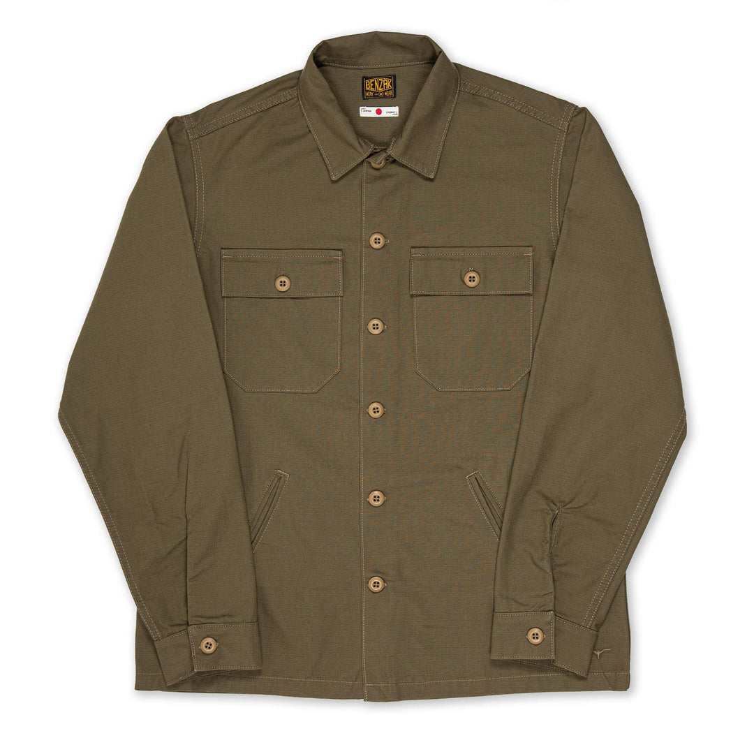 BWS-03 Military Overshirt - 8oz Olive Drab Ripstop – bleubrut