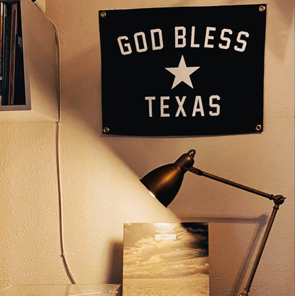 Wool Banner Made In USA - God Bless Texas