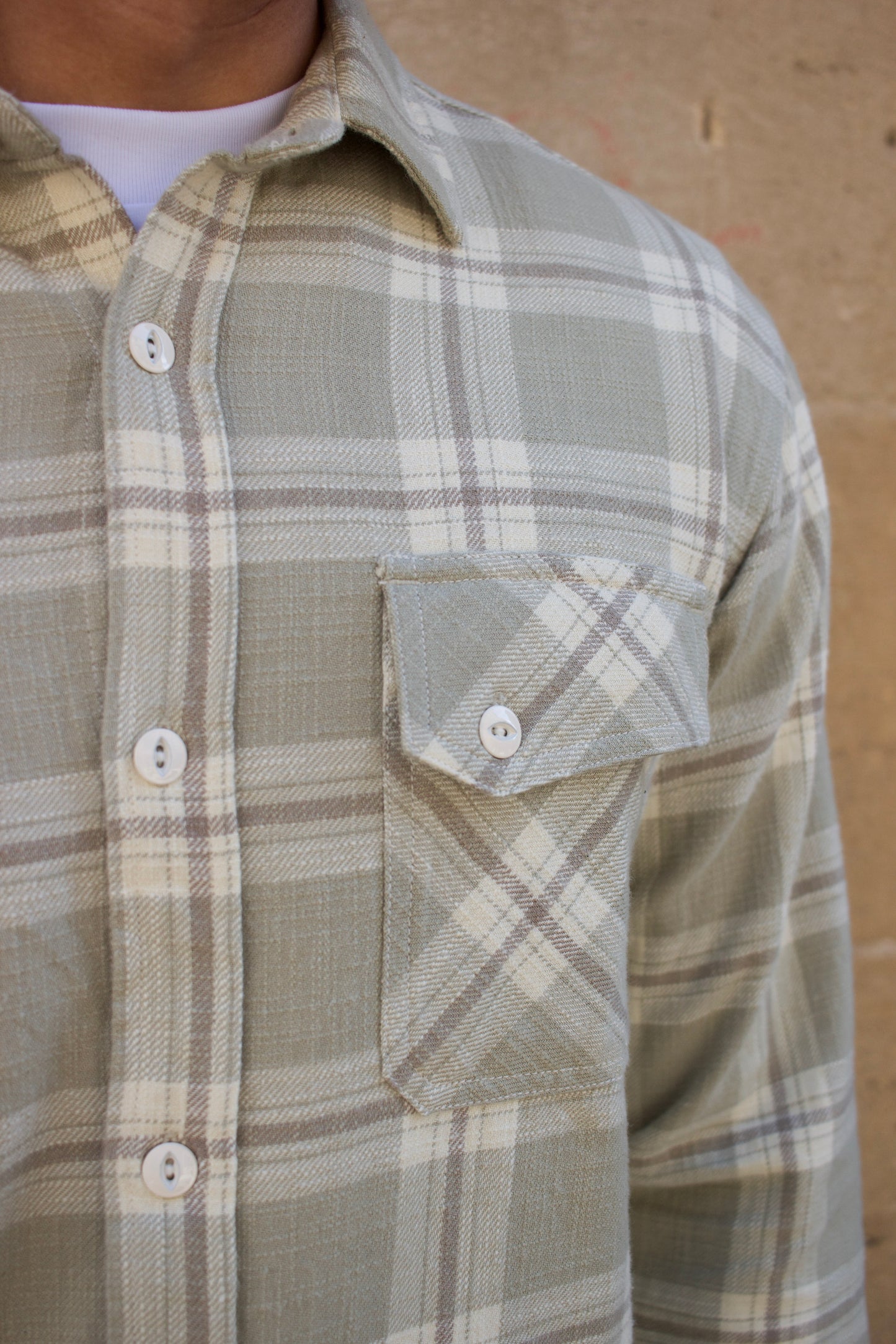 Crosscut Flannel Shirt - Seafoam