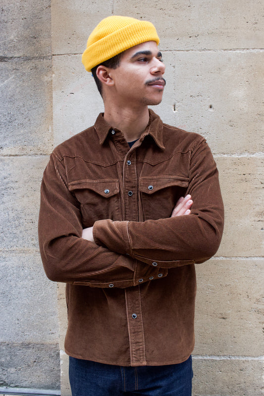 Calico Overshirt - Brown Cord