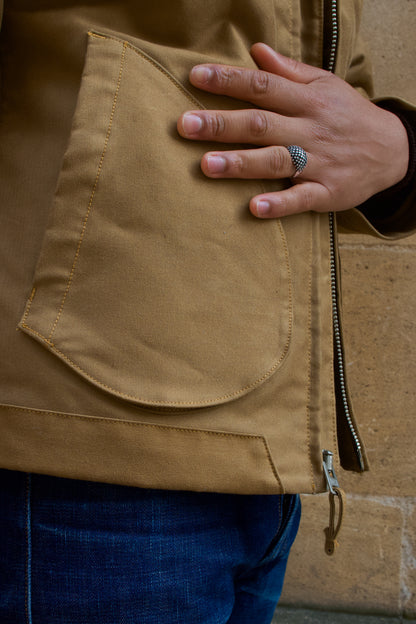 detail of the "D" shape pocket from the Mariner N1 dec jacket from Freenote Cloth