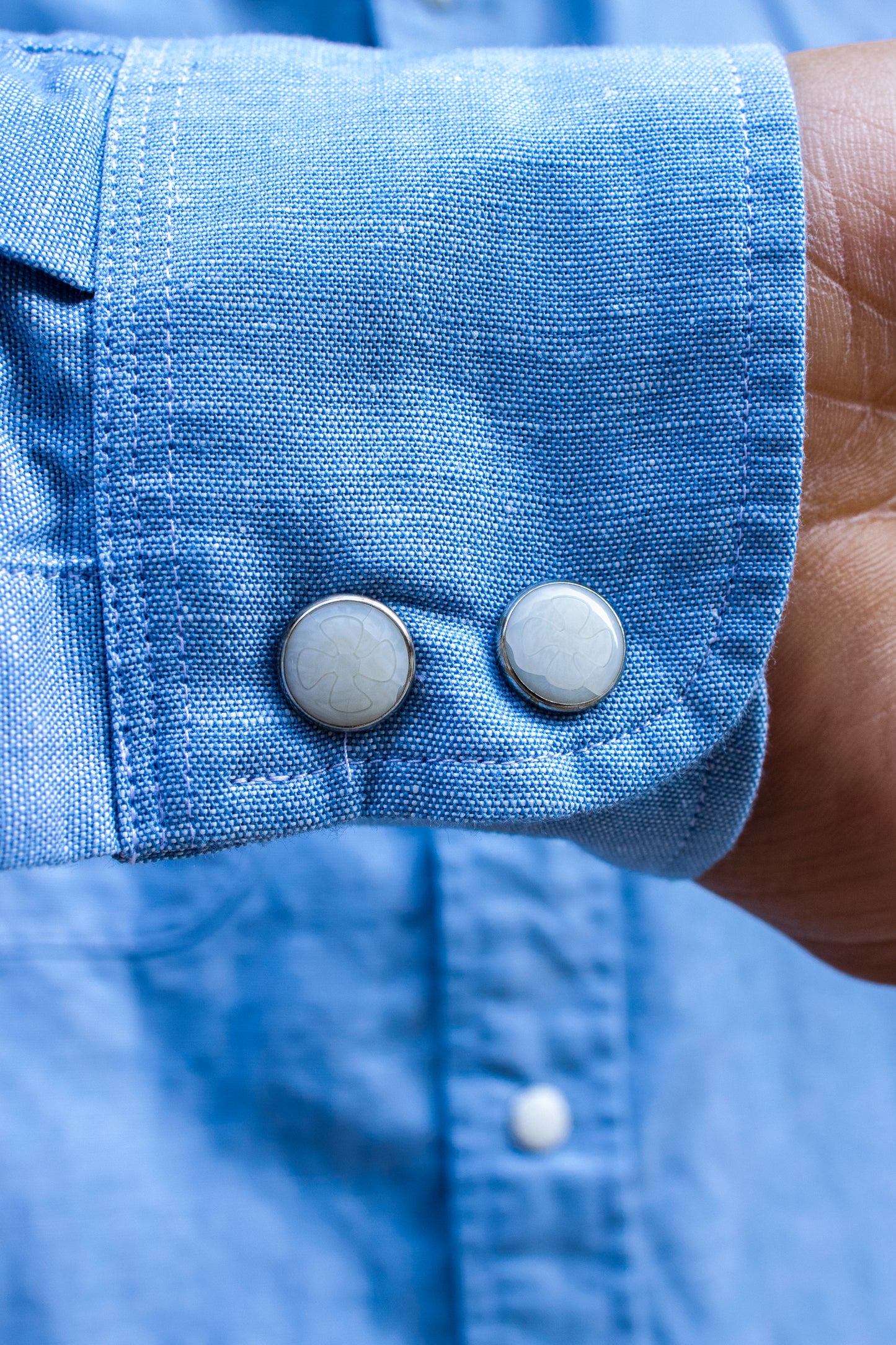 Push Button Shirt - Trail Blue Cotton/Hemp