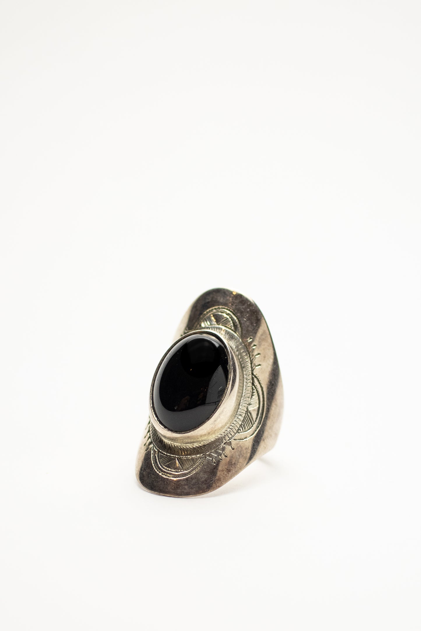 Touareg Silver Ring - Black Onyx - Size 62