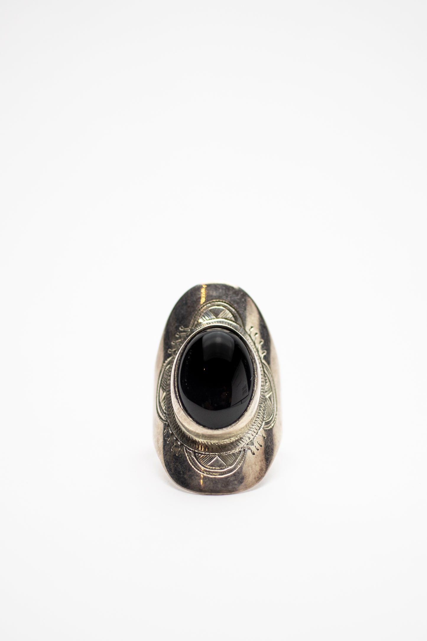 Touareg Silver Ring - Black Onyx - Size 62