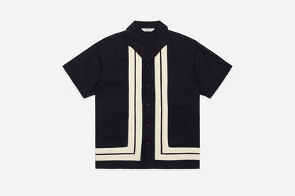 Leisure Shirt - Black / Natural - Border Stripe Applique