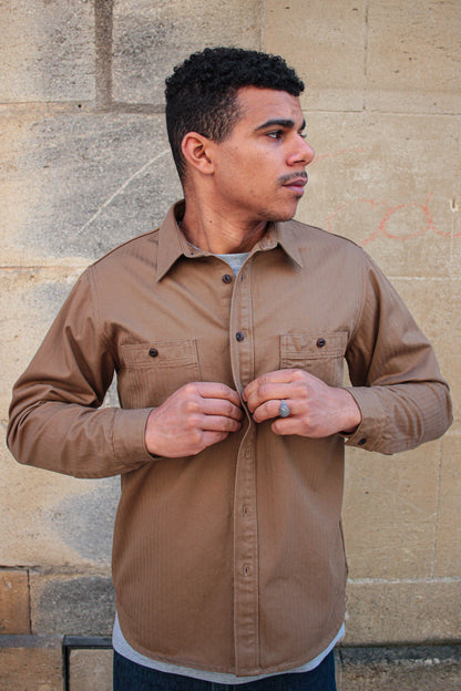 BWS-02 - Utility Shirt - 8oz Brown Herringbone