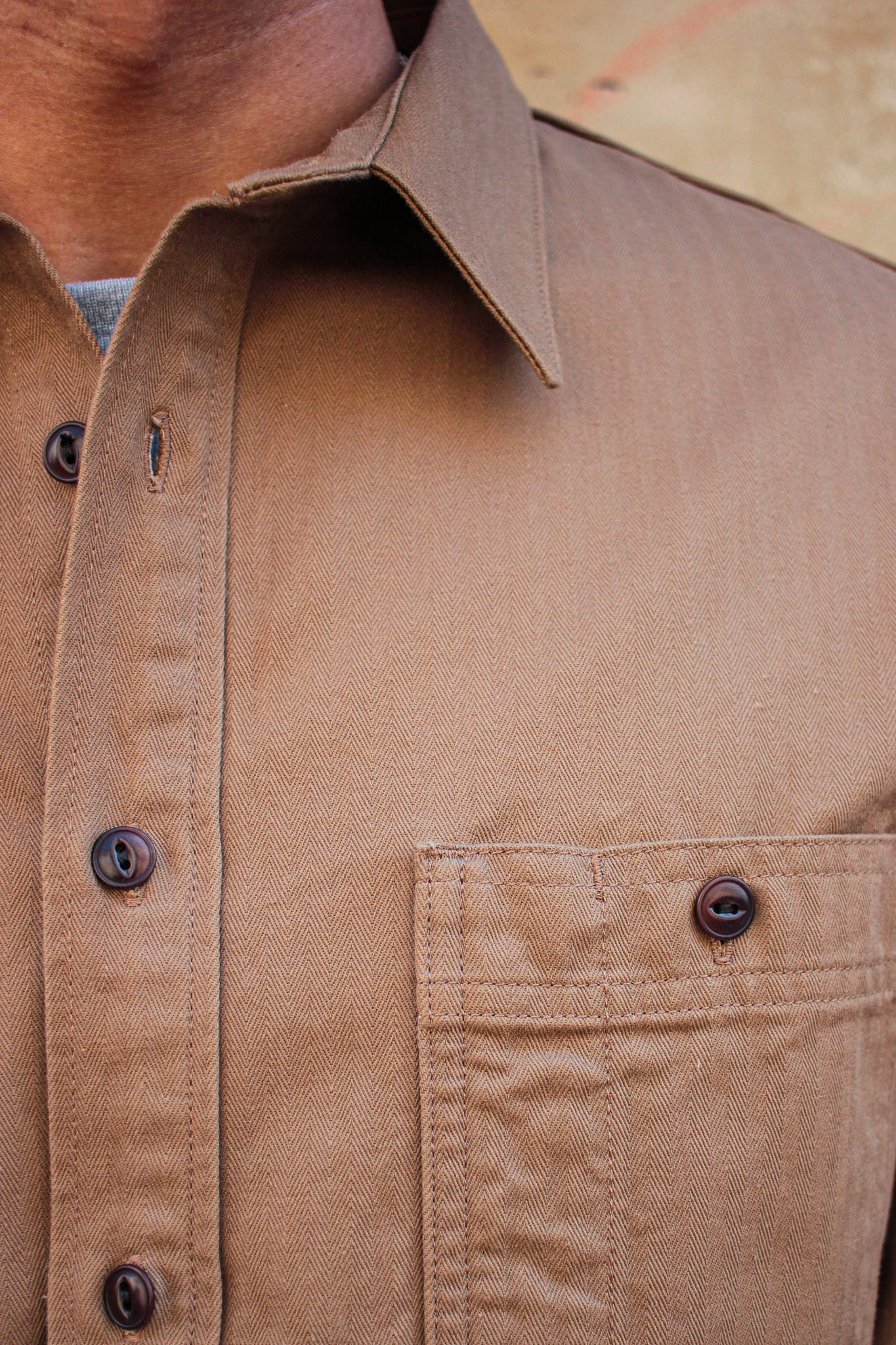 BWS-02 - Utility Shirt - 8oz Brown Herringbone