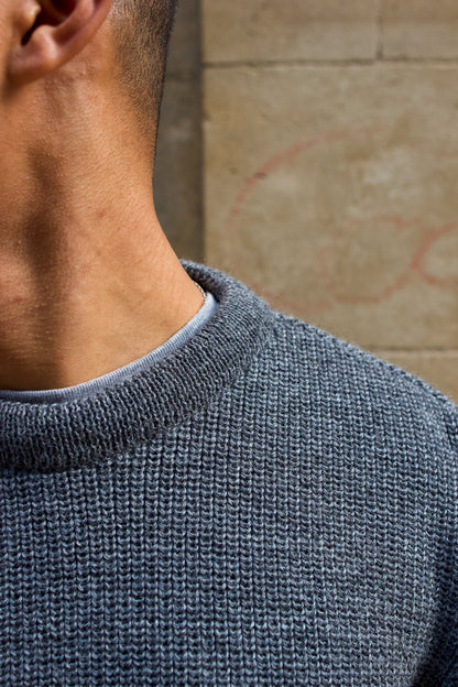 Rundhals Sweater Virgin Wool - Battleship Grey