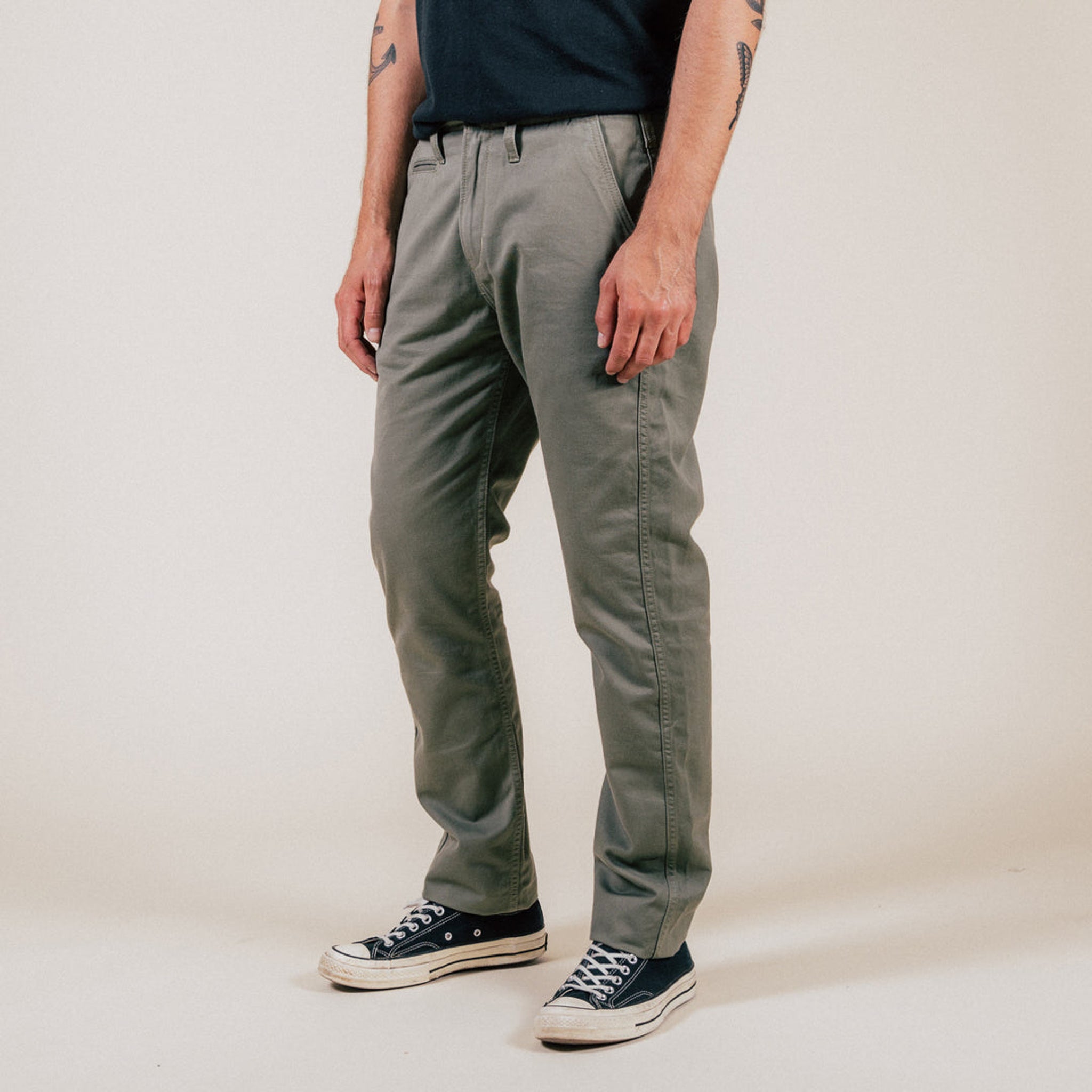 BC-04 Relaxed Chino - 8.5oz Aged Green Sateen Twill