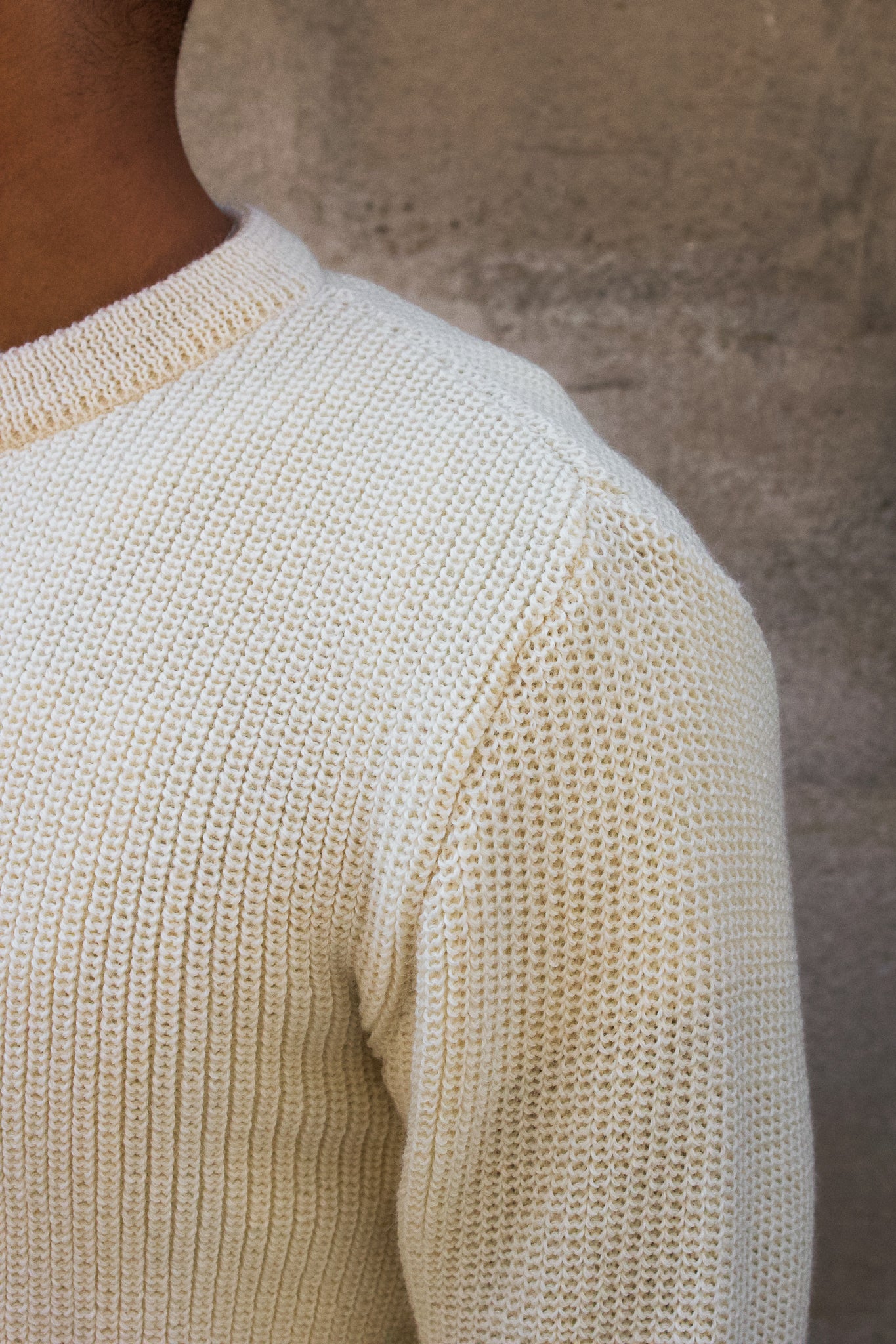 Rundhals Sweater Virgin Wool - Seashell Ecru