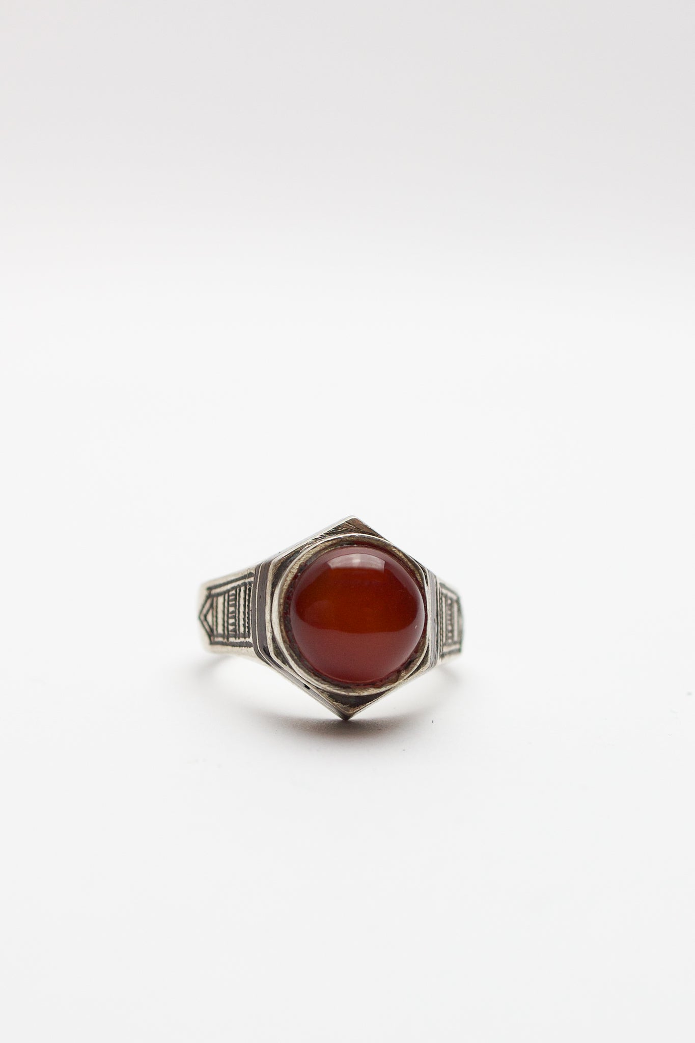 Touareg Silver Ring - Red Agate - Size 55
