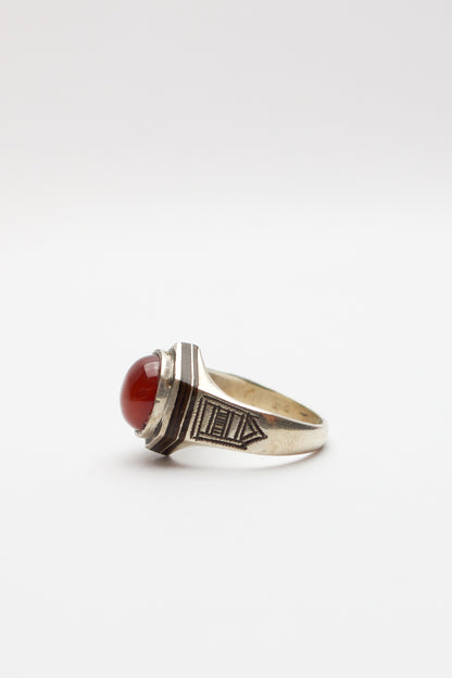 Touareg Silver Ring - Red Agate - Size 55