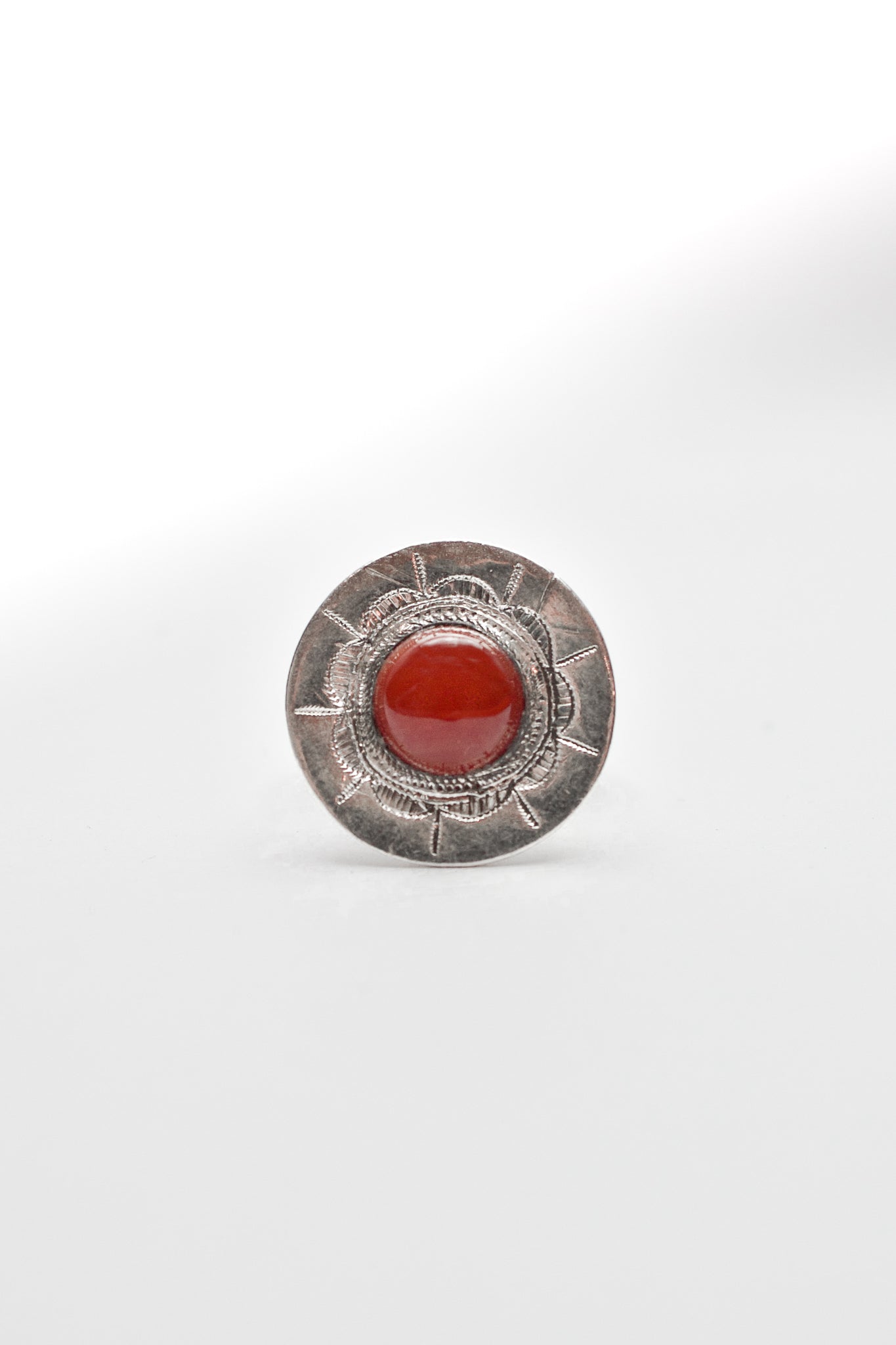 Touareg Silver Ring - Red Agate - Size 57
