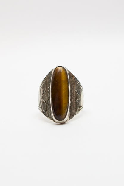 Touareg Silver Ring - Tiger Eye - Size 58