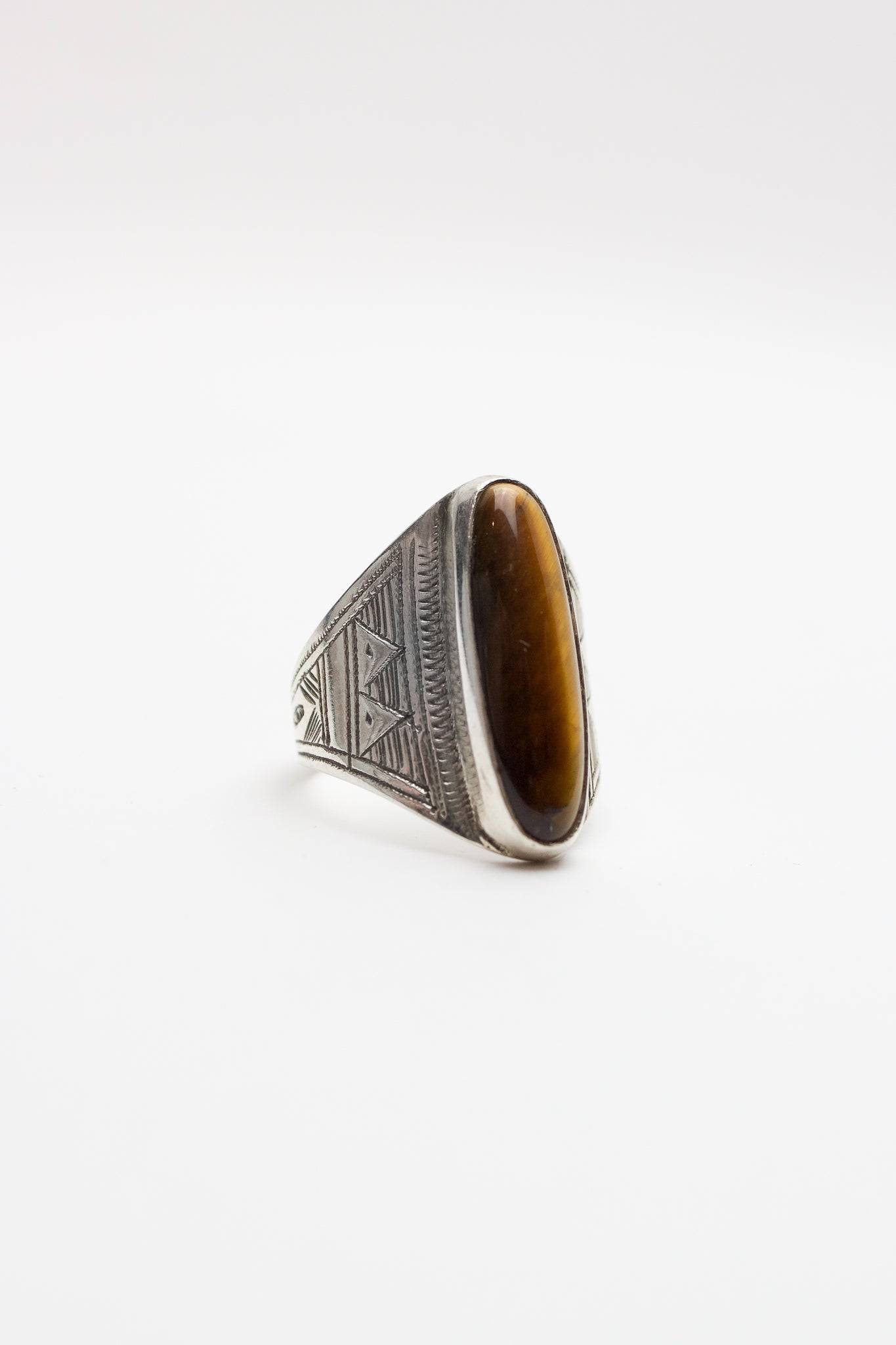 Touareg Silver Ring - Tiger Eye - Size 58