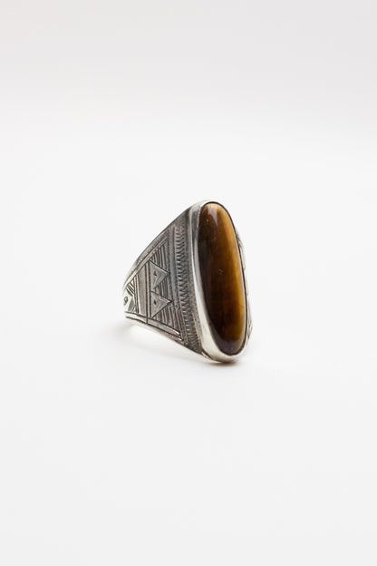 Touareg Silver Ring - Tiger Eye - Size 58